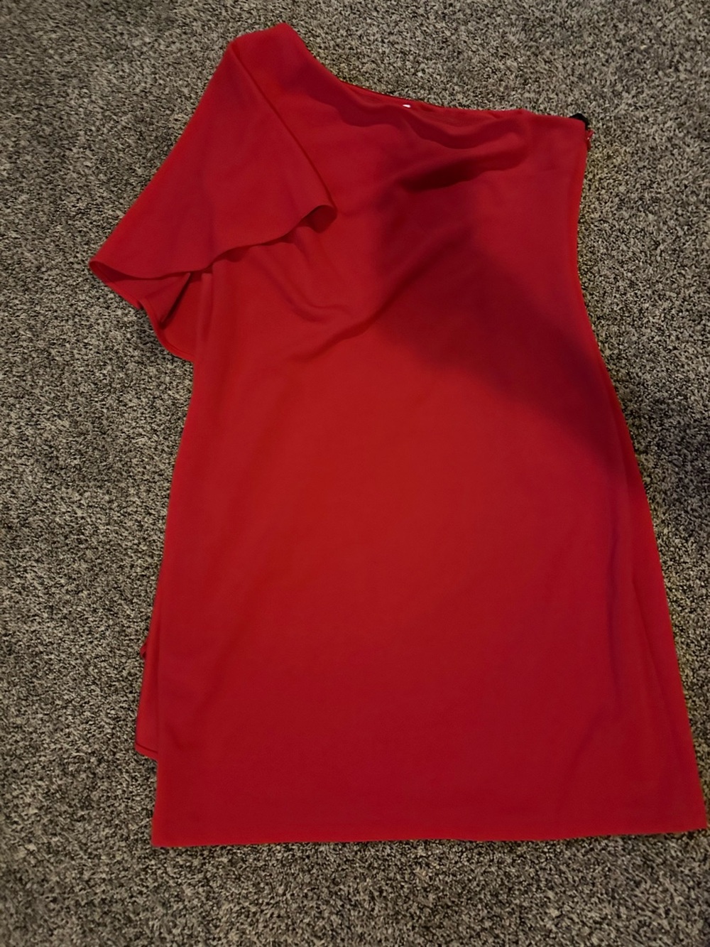 Calvin Klein Red One-Shoulder Ruffle Cocktail Dress